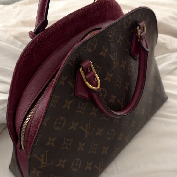 Louis Vuitton ALMA Handbag in Monogram Coated Canvas Brown Contrast Burgundy - Picture 2 of 11